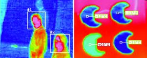  Anwendungsbeispiele für Embedded-Wärmekameras: Personenzählung (links), Temperaturkontrolle an Backautomat (rechts) (Bild: Phytec Messtechnik GmbH)