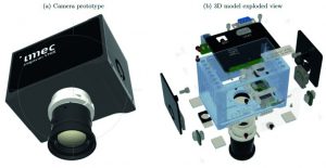 Figure 2 | the snapscan Hyperspectral Imagin camera system: prototype (left), exploded view (right) (Bild: Imec vzw)