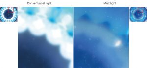Image 2 | Comparison of the images of an iPhone XS internal camera lens (second lense under the cover) under conventional light and obtained by multi-light technology. (Bild: Octonus Finland Oy)