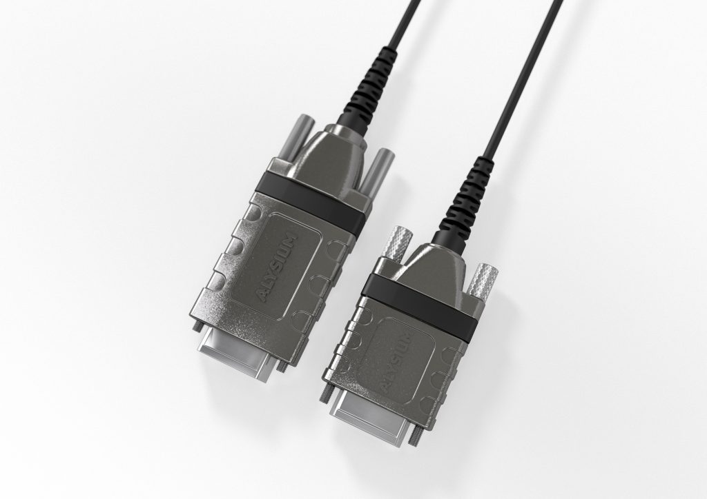 Picture 1 | 14G will be in the next CLHS release enabling 11.4 GBytes/s in a single cable. Alysium is supporting the active optical cable and is soon to release their second generation which shrinks the connector that houses the optical engine. (Bild: Teledyne Dalsa Inc.)