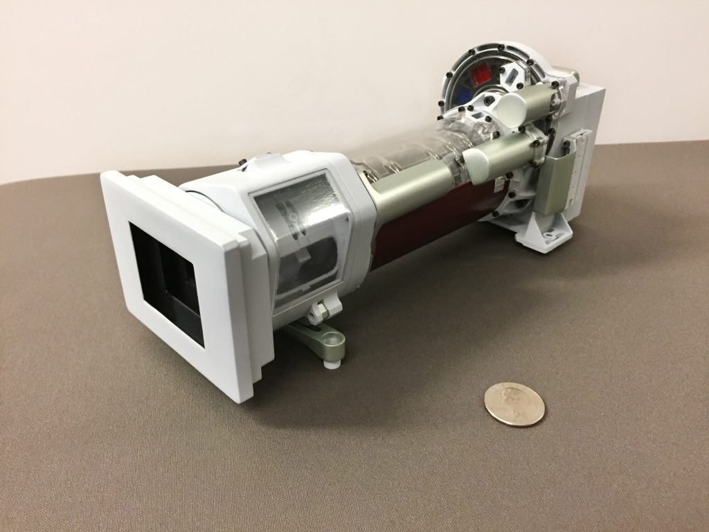 Image 2 | 3D printed model of Mastcam-Z, one of the science cameras on the Mars 2020 rover which includes a 3:1 zoom lens. (Image 1 | The NASA's Curiosity (l.) and Mars 2020 rovers (r.). (Credit: NASA/JPL-Caltech)