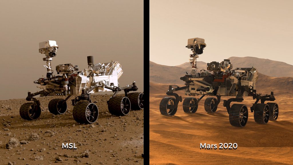 Image 1 | The NASA's Curiosity (l.) and Mars 2020 rovers (r.). (Credit: NASA/JPL-Caltech)