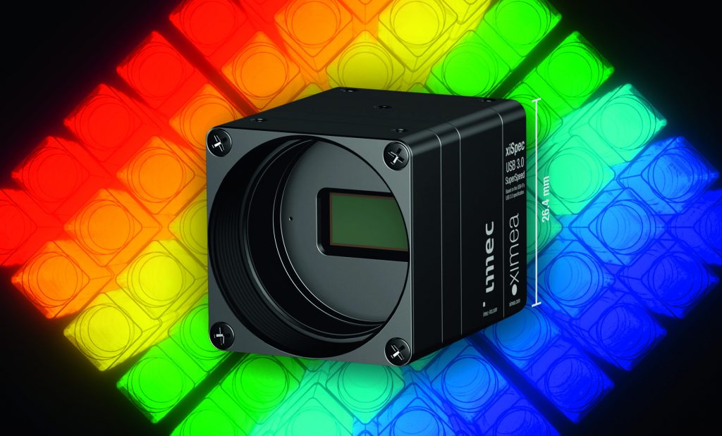 Bild 1 | Abmessungen von 26,4x26,4x30,2mm, ein Gewicht von 32g und eine niedrige Leistungsaufnahme von typischerweise 1,5W prädestinierten die Hyperspectral-Kamera xiSpec2 Kameras für einen Einsatz in mobilen Applikationen.  (Bild: Ximea GmbH)